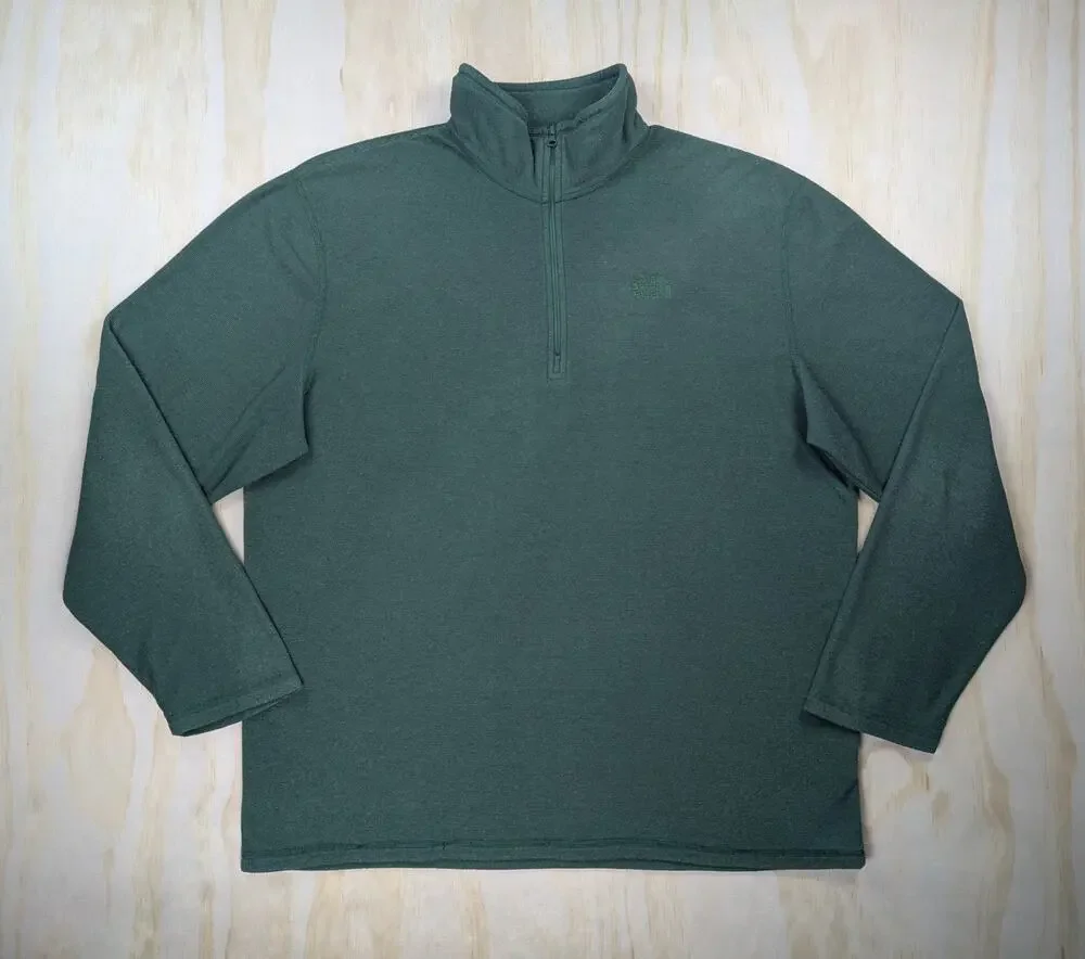 The North Face Men's XL 1/4 Zip Fleece Pullover Green Polartec Thermal Pro